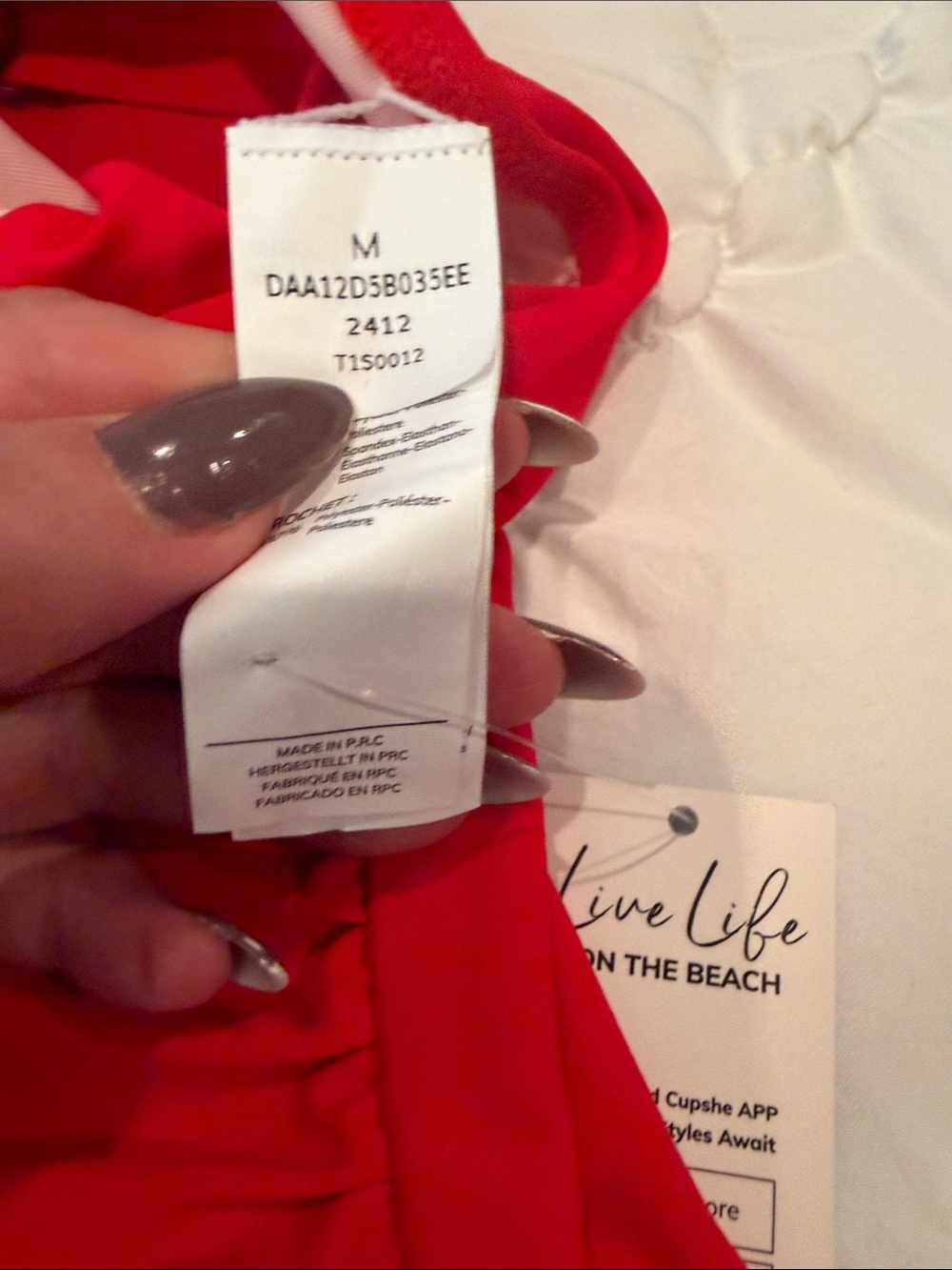 Cupshe Red Tankini Set with White Trim - Picture 4 of 7